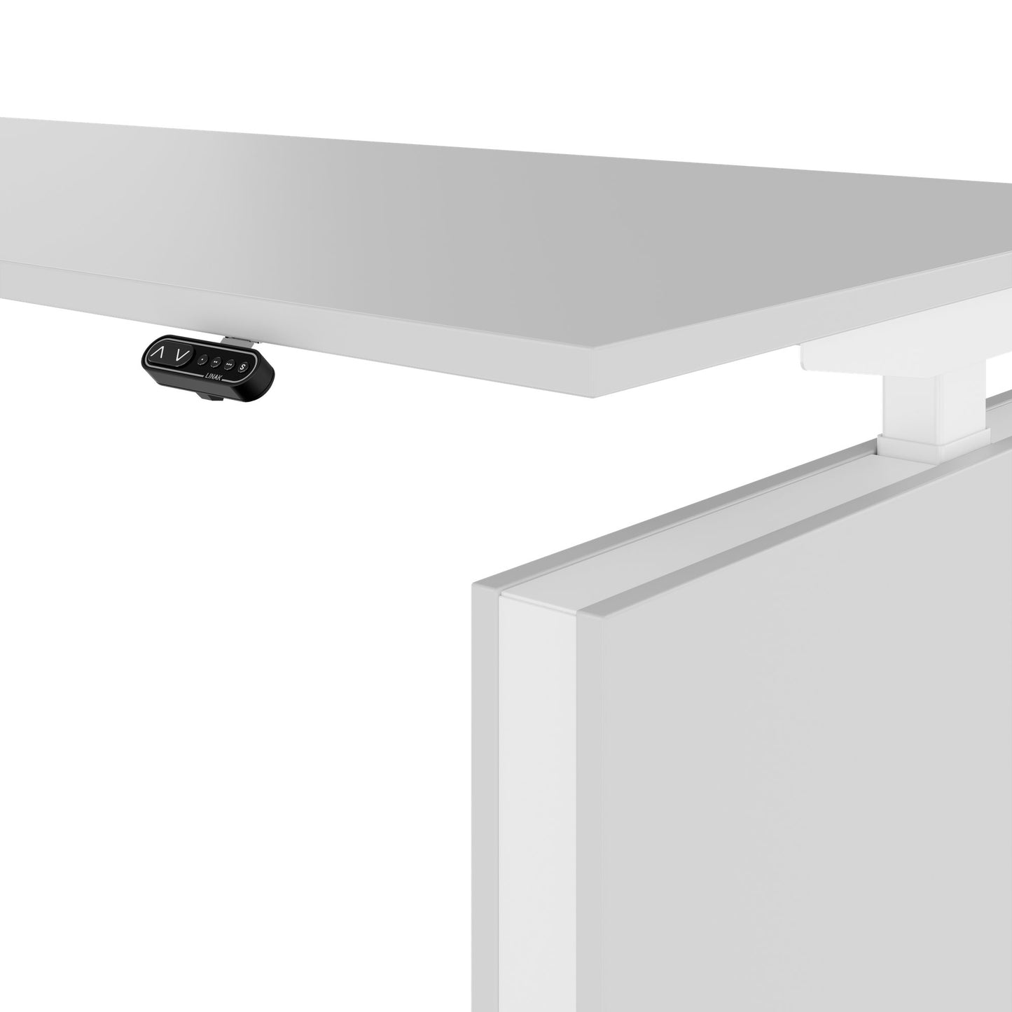 MOTION Desk a 2 motori con sideboard | Regolabile elettricamente in altezza, 2000 x 1800 mm, grigio perla