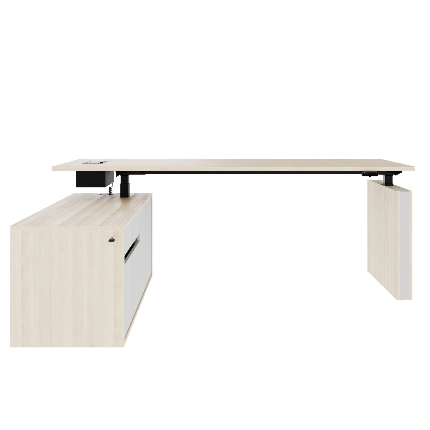 MOTION 2-Motoren-Schreibtisch mit Sideboard | Elektrisch höhenverstellbar, 2000 x 1800 mm, Sandesche