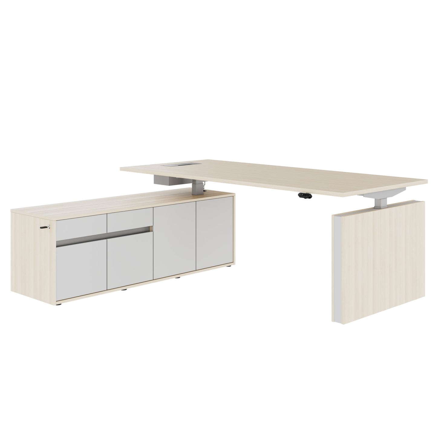 MOTION 2-Motoren-Schreibtisch mit Sideboard | Elektrisch höhenverstellbar, 2000 x 1800 mm, Sandesche