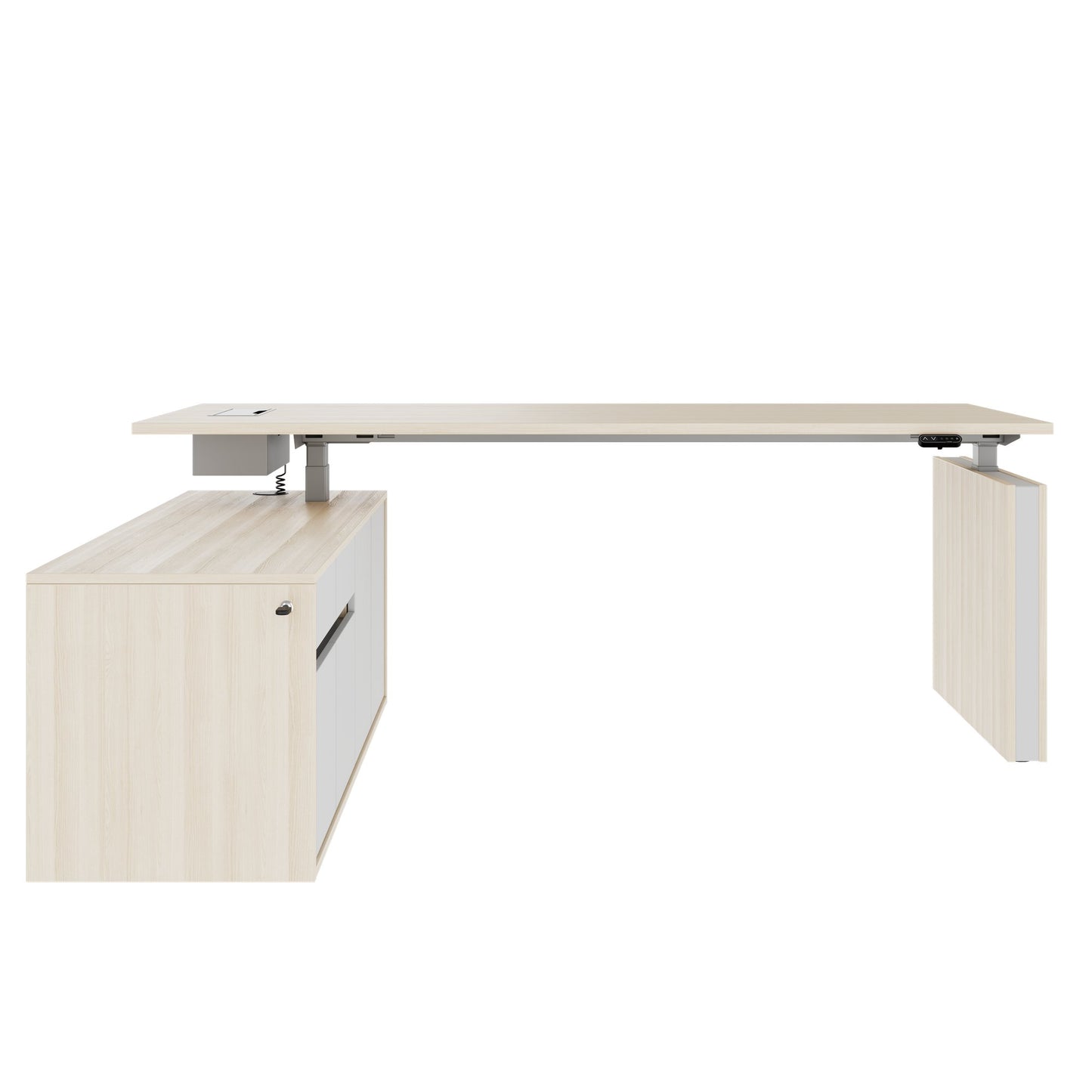 MOTION 2-Motoren-Schreibtisch mit Sideboard | Elektrisch höhenverstellbar, 2000 x 1800 mm, Sandesche