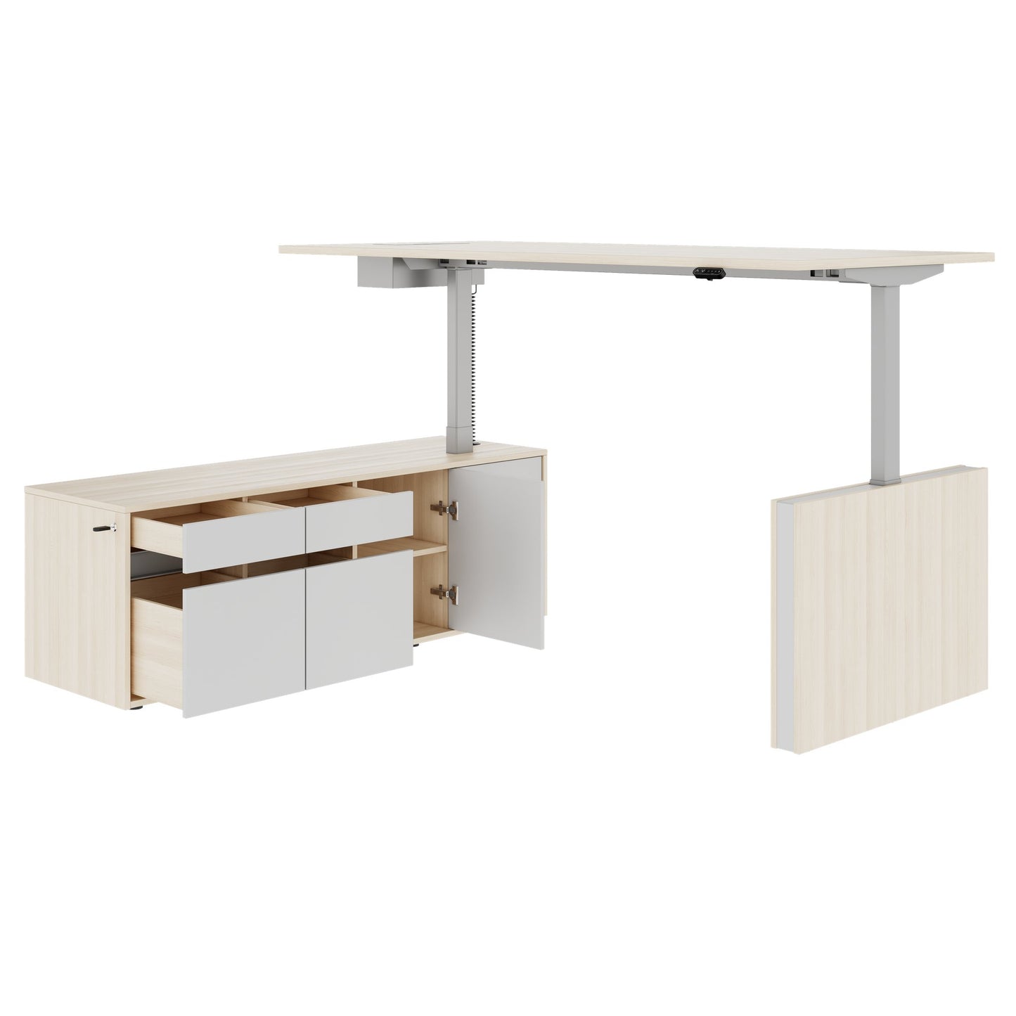 MOTION 2-Motoren-Schreibtisch mit Sideboard | Elektrisch höhenverstellbar, 2000 x 1800 mm, Sandesche