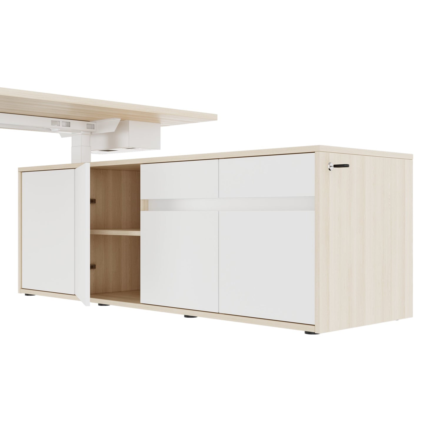 MOTION 2-Motoren-Schreibtisch mit Sideboard | Elektrisch höhenverstellbar, 2000 x 1800 mm, Sandesche