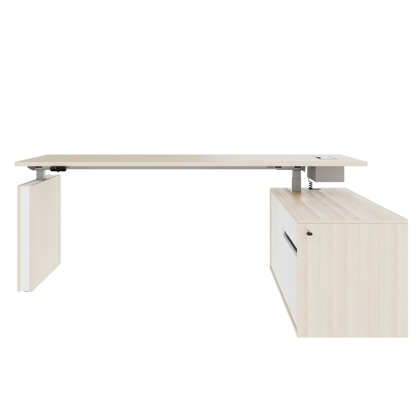 MOTION 2-Motoren-Schreibtisch mit Sideboard | Elektrisch höhenverstellbar, 2000 x 1800 mm, Sandesche