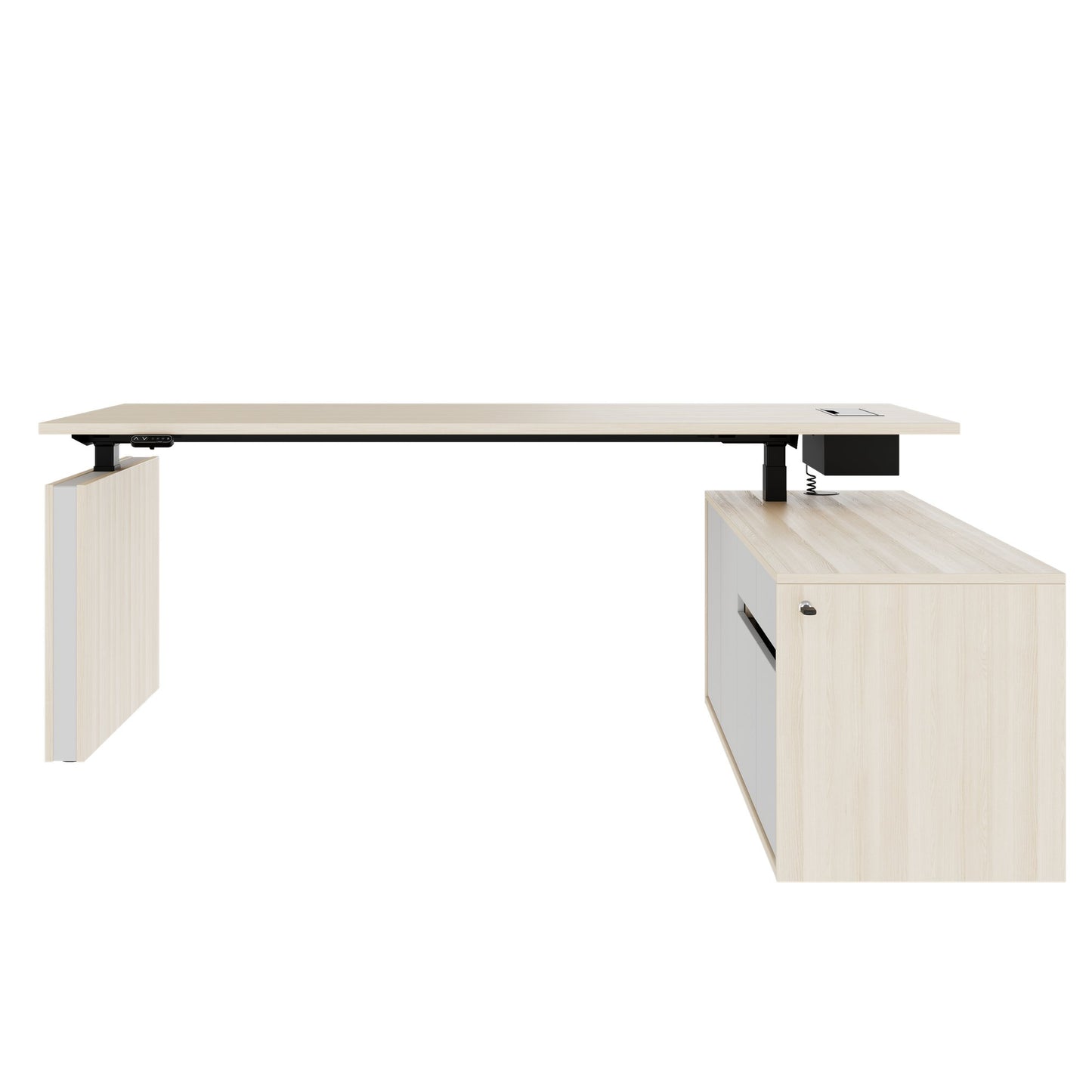 MOTION 2-Motoren-Schreibtisch mit Sideboard | Elektrisch höhenverstellbar, 2000 x 1800 mm, Sandesche