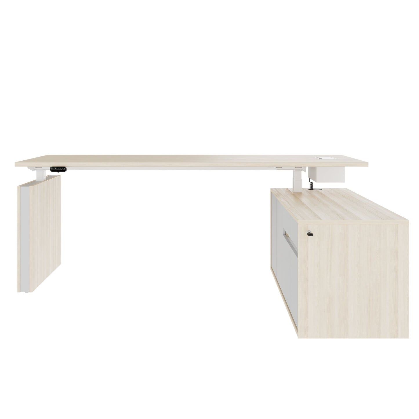 MOTION 2-Motoren-Schreibtisch mit Sideboard | Elektrisch höhenverstellbar, 2000 x 1800 mm, Sandesche