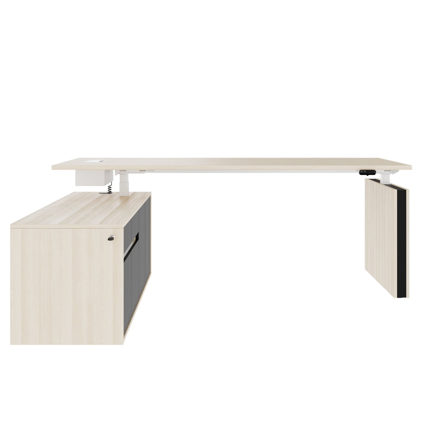 MOTION 2-Motoren-Schreibtisch mit Sideboard | Elektrisch höhenverstellbar, 2000 x 1800 mm, Sandesche