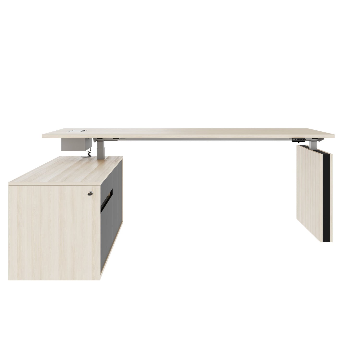 MOTION 2-Motoren-Schreibtisch mit Sideboard | Elektrisch höhenverstellbar, 2000 x 1800 mm, Sandesche