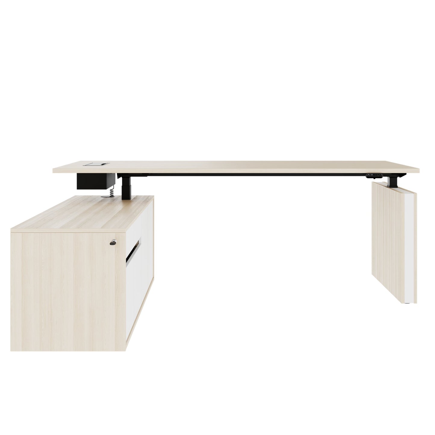 MOTION 2-Motoren-Schreibtisch mit Sideboard | Elektrisch höhenverstellbar, 2000 x 1800 mm, Sandesche