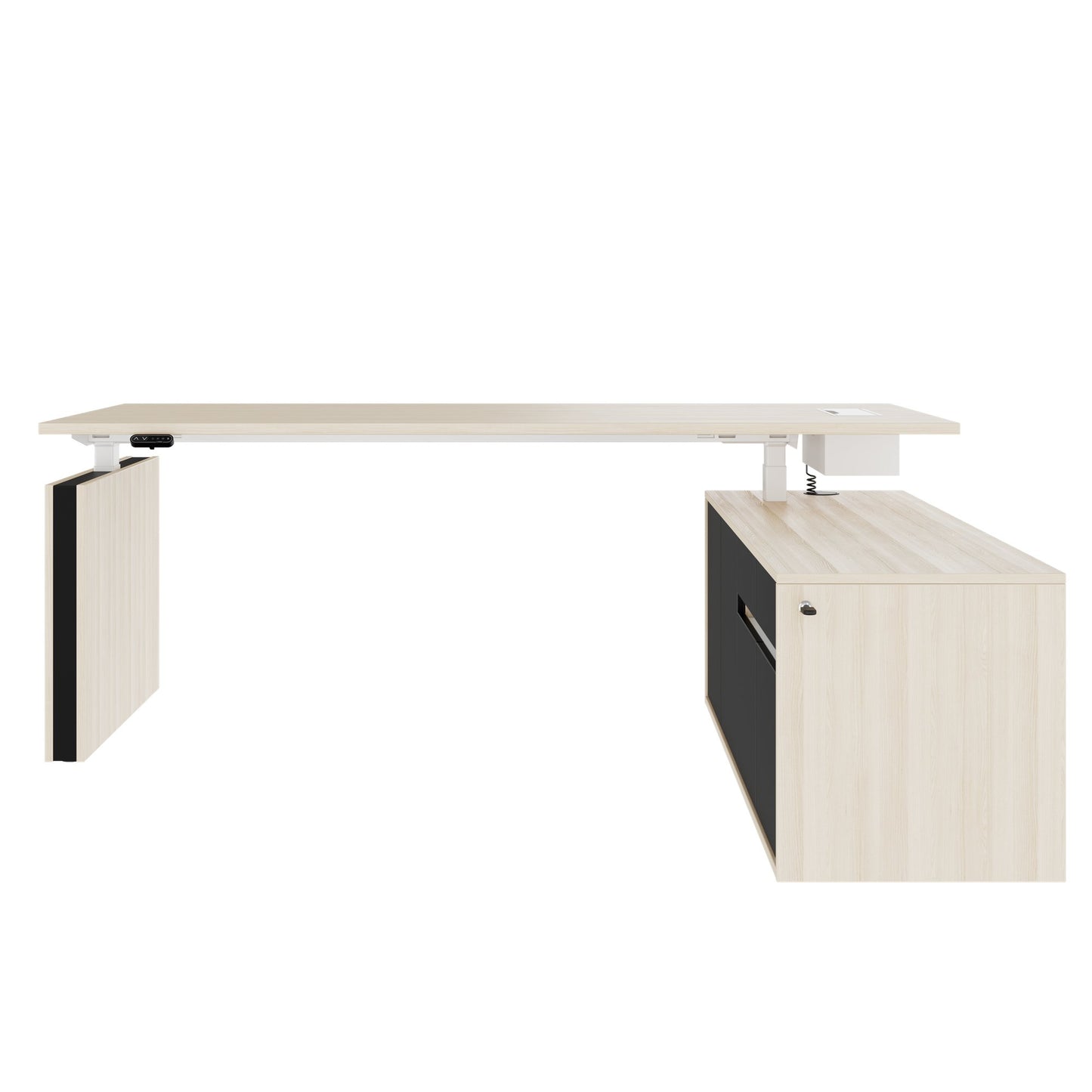 MOTION 2-Motoren-Schreibtisch mit Sideboard | Elektrisch höhenverstellbar, 2000 x 1800 mm, Sandesche