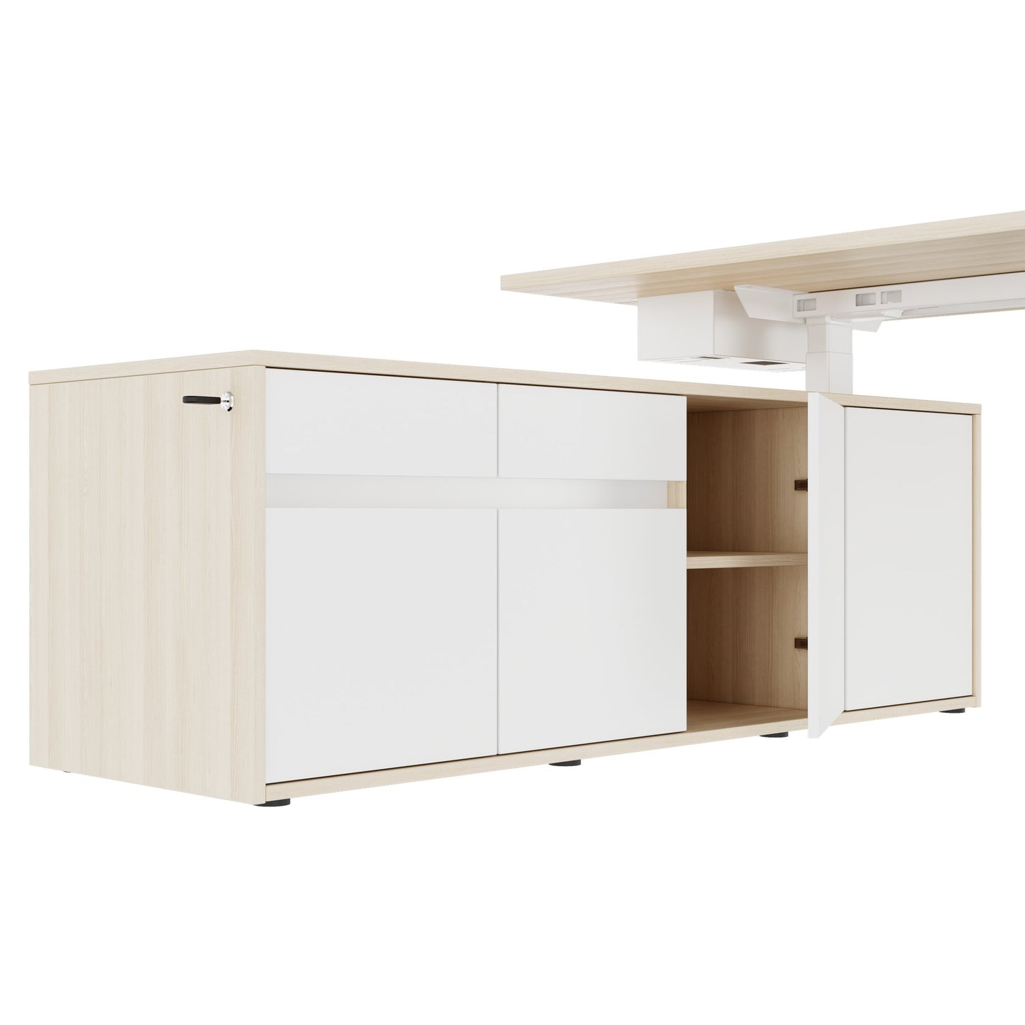 MOTION 2-Motoren-Schreibtisch mit Sideboard | Elektrisch höhenverstellbar, 2000 x 1800 mm, Sandesche