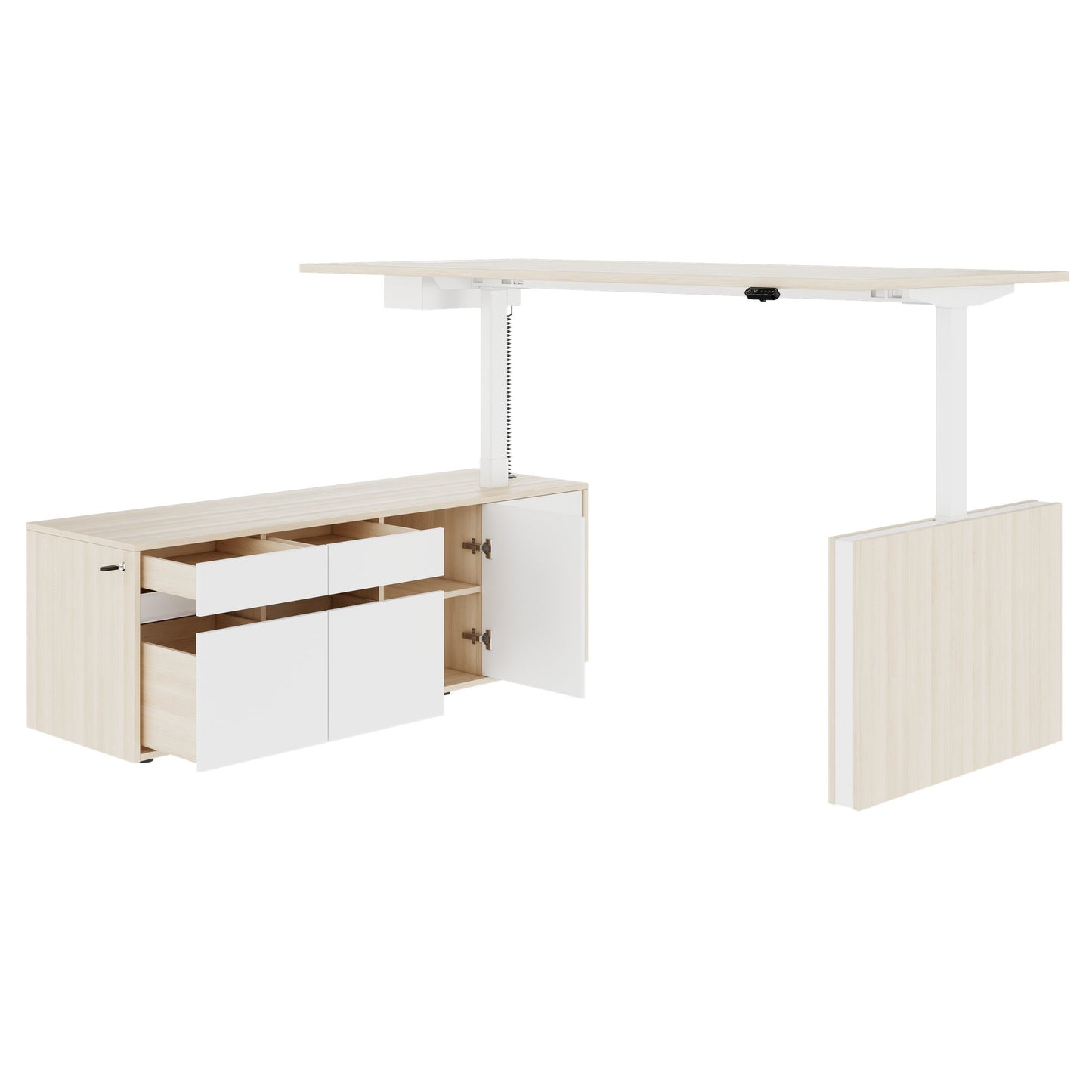 MOTION 2-Motoren-Schreibtisch mit Sideboard | Elektrisch höhenverstellbar, 2000 x 1800 mm, Sandesche