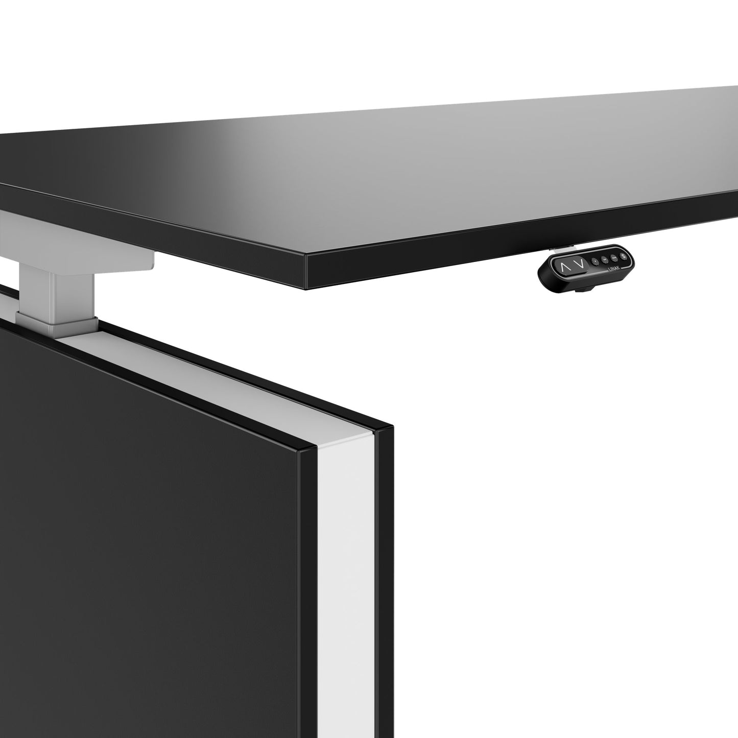 MOTION 2-Motoren-Schreibtisch mit Sideboard | Elektrisch höhenverstellbar, 2000 x 1800 mm, Schwarz