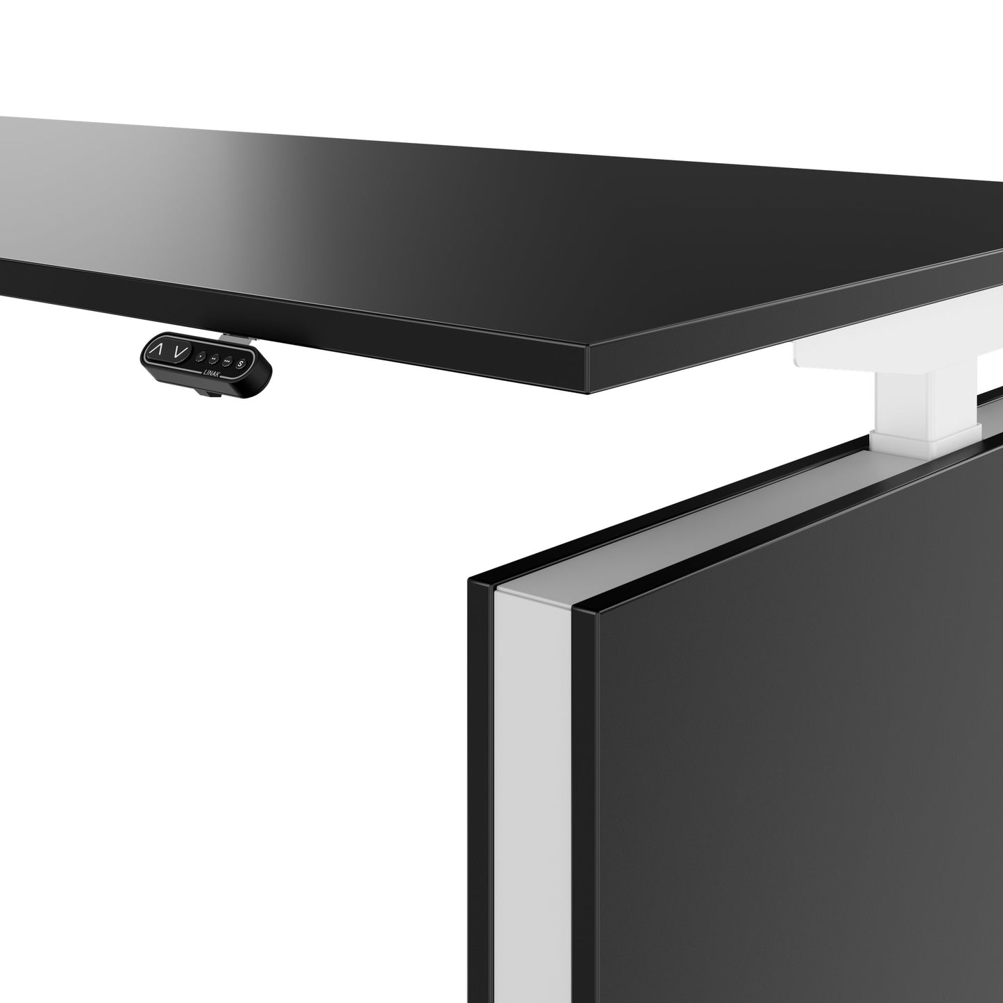 MOTION 2-Motoren-Schreibtisch mit Sideboard | Elektrisch höhenverstellbar, 2000 x 1800 mm, Schwarz