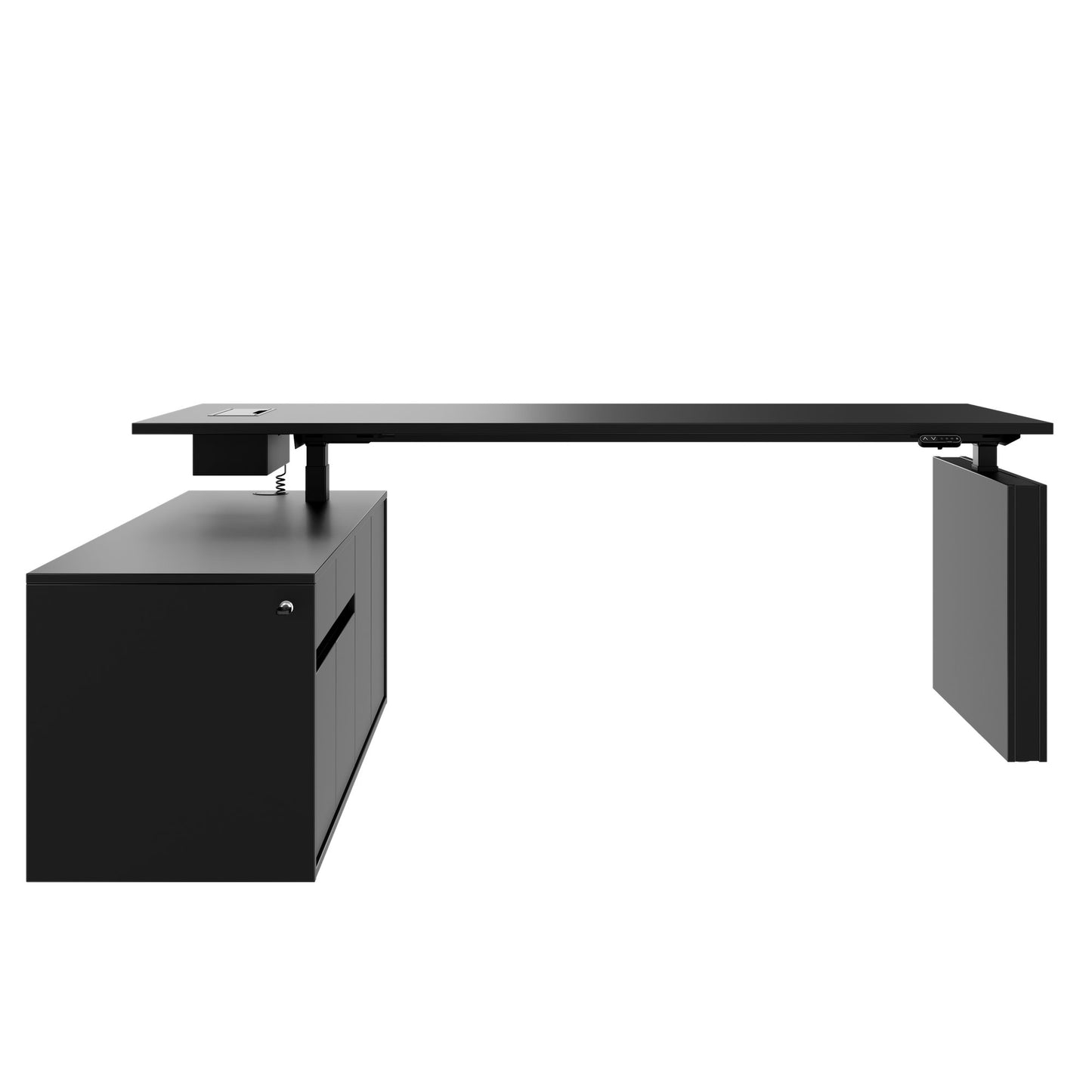 MOTION 2-Motoren-Schreibtisch mit Sideboard | Elektrisch höhenverstellbar, 2000 x 1800 mm, Schwarz