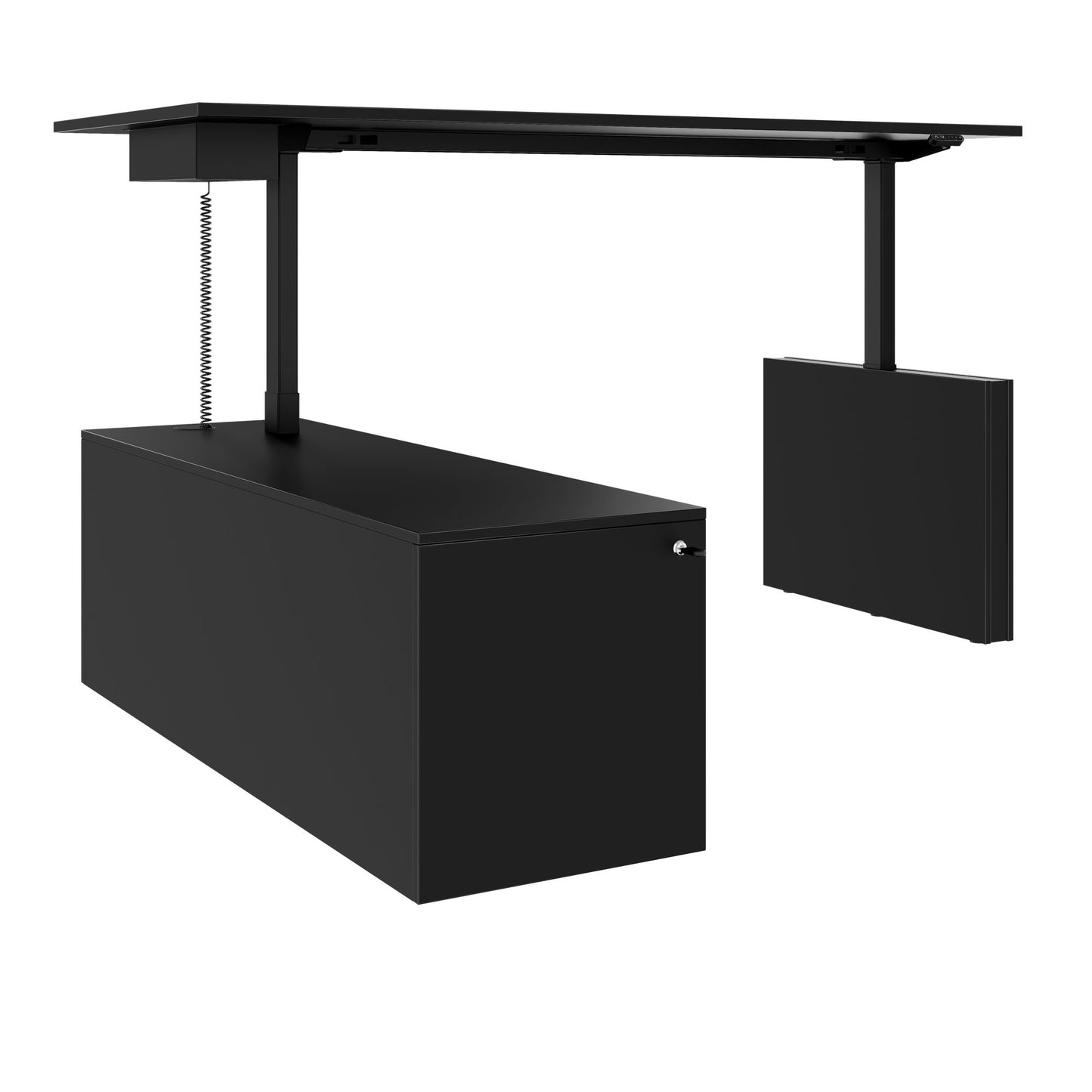 MOTION 2-Motoren-Schreibtisch mit Sideboard | Elektrisch höhenverstellbar, 2000 x 1800 mm, Schwarz