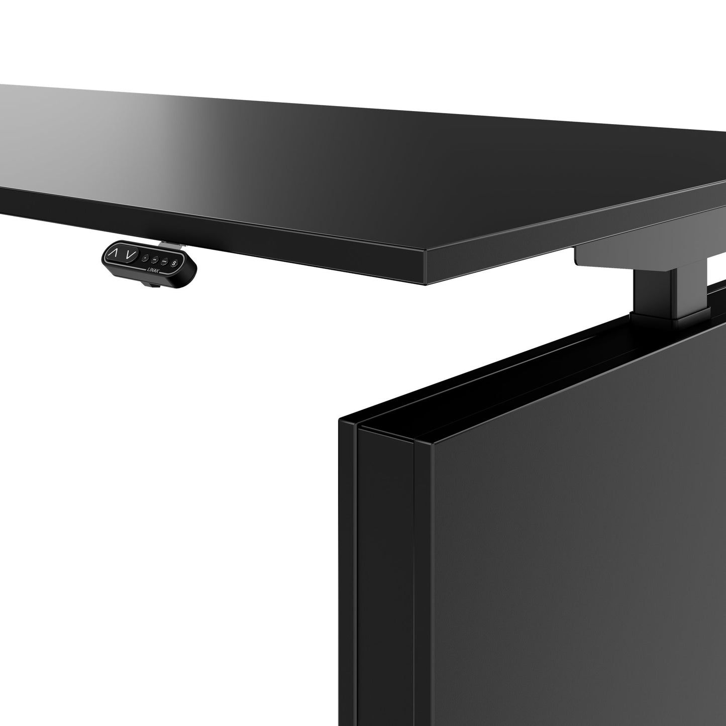 MOTION 2-Motoren-Schreibtisch mit Sideboard | Elektrisch höhenverstellbar, 2000 x 1800 mm, Schwarz