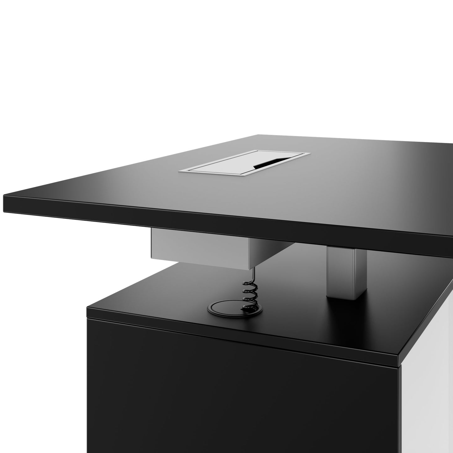 MOTION 2-Motoren-Schreibtisch mit Sideboard | Elektrisch höhenverstellbar, 2000 x 1800 mm, Schwarz