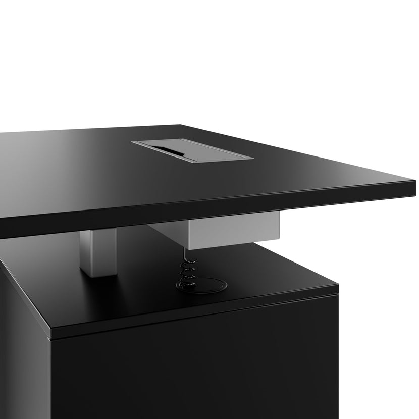 MOTION 2-Motoren-Schreibtisch mit Sideboard | Elektrisch höhenverstellbar, 2000 x 1800 mm, Schwarz