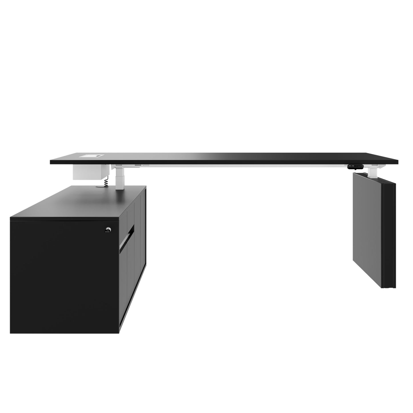 MOTION 2-Motoren-Schreibtisch mit Sideboard | Elektrisch höhenverstellbar, 2000 x 1800 mm, Schwarz