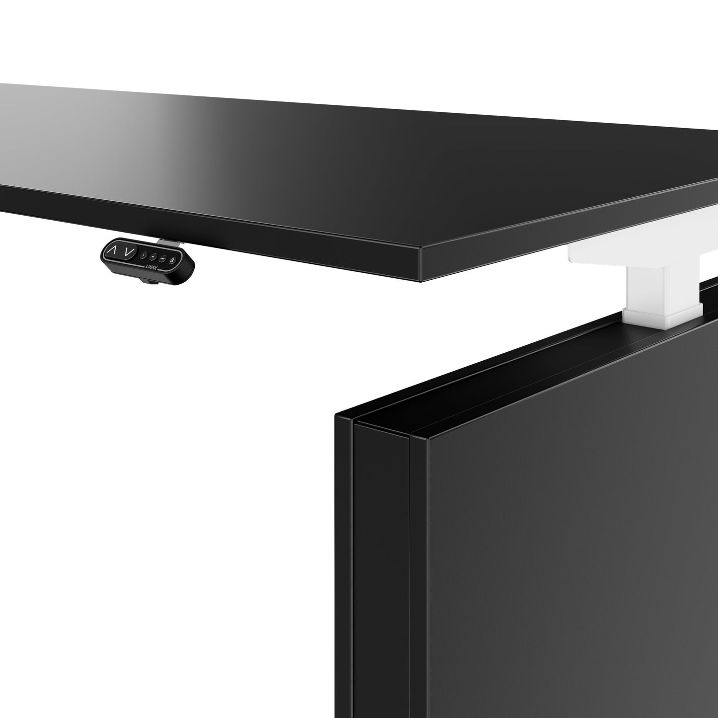 MOTION 2-Motoren-Schreibtisch mit Sideboard | Elektrisch höhenverstellbar, 2000 x 1800 mm, Schwarz