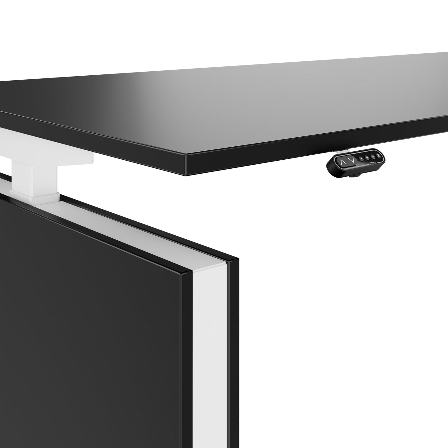 MOTION 2-Motoren-Schreibtisch mit Sideboard | Elektrisch höhenverstellbar, 2000 x 1800 mm, Schwarz