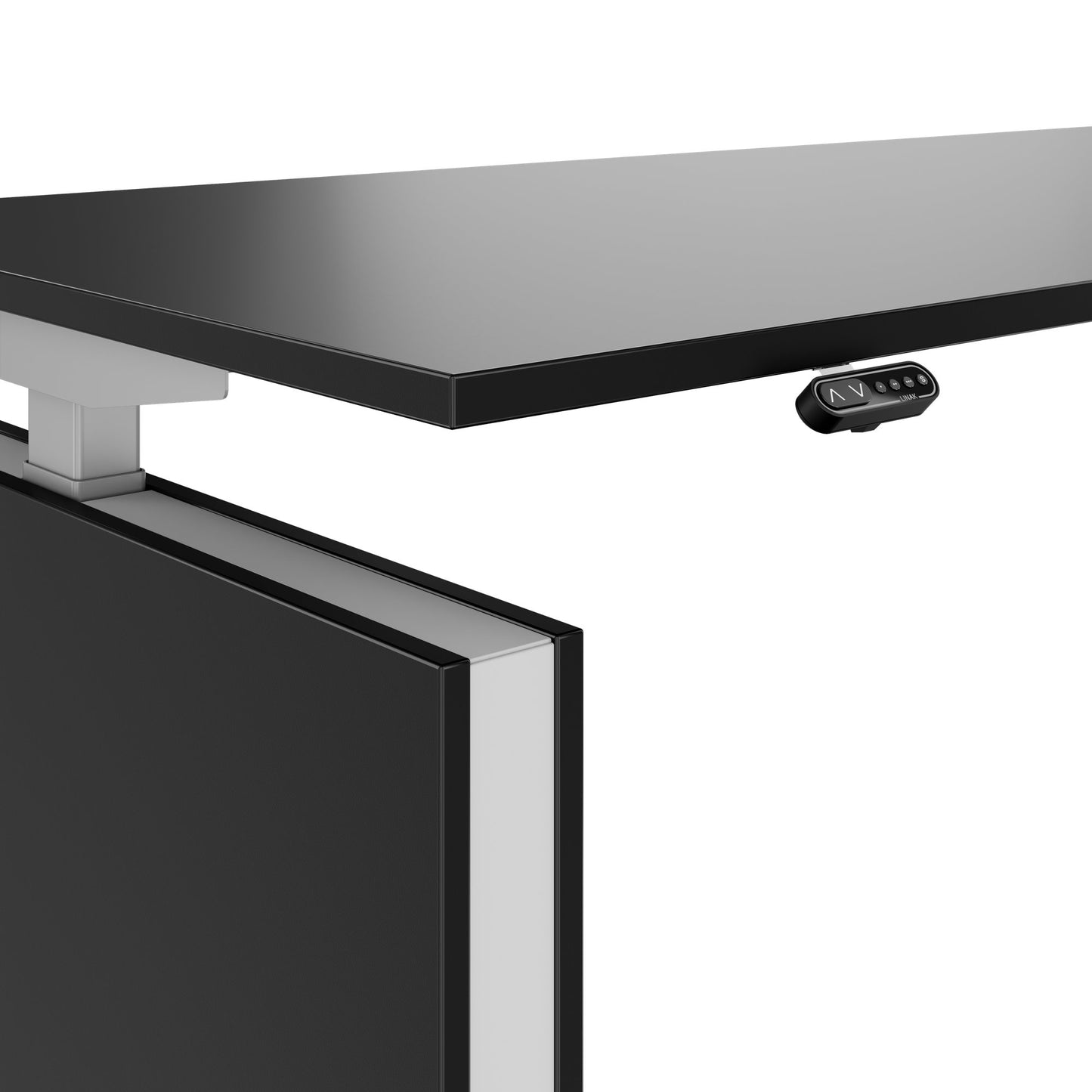 MOTION Bureau à 2 moteurs avec buffet | Réglable à hauteur électrique, 2000 x 1800 mm, noir