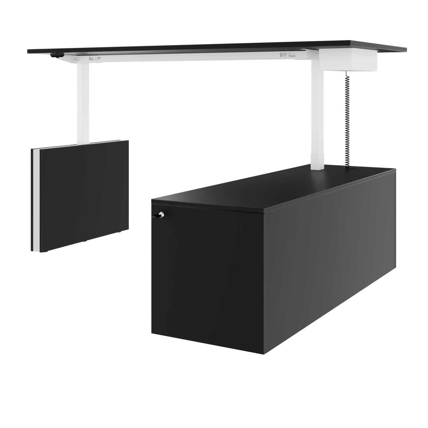 MOTION 2-Motoren-Schreibtisch mit Sideboard | Elektrisch höhenverstellbar, 2000 x 1800 mm, Schwarz