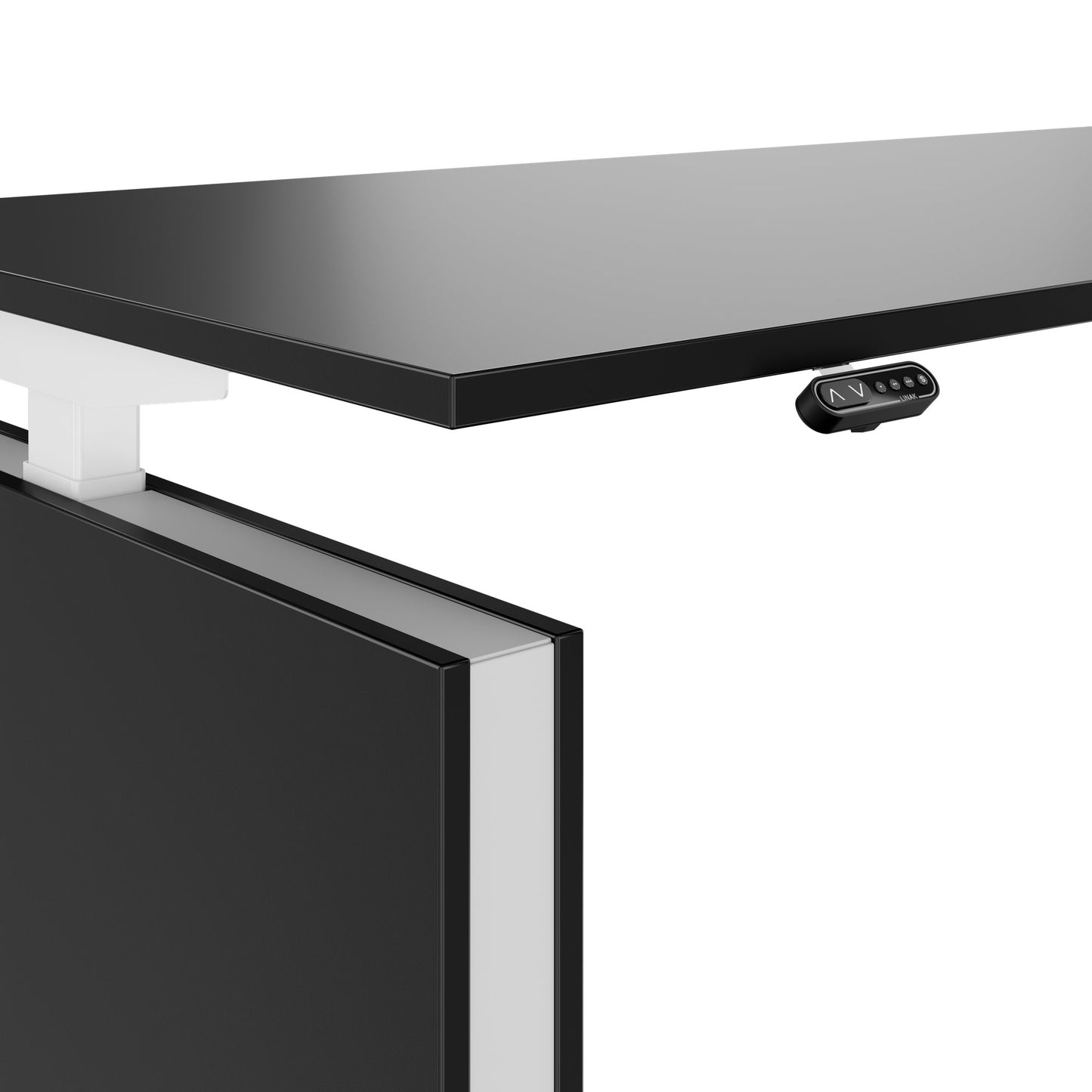 MOTION 2-Motoren-Schreibtisch mit Sideboard | Elektrisch höhenverstellbar, 2000 x 1800 mm, Schwarz