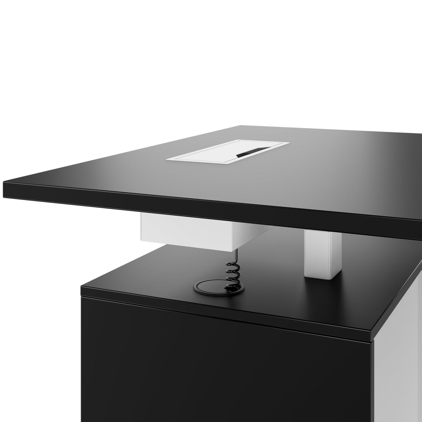 MOTION Bureau à 2 moteurs avec buffet | Réglable à hauteur électrique, 2000 x 1800 mm, noir