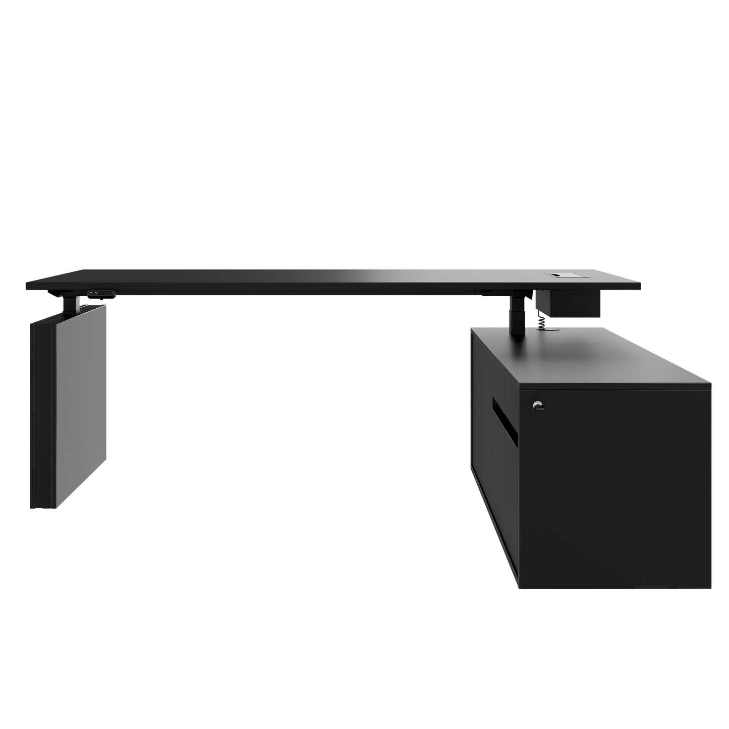 MOTION 2-Motoren-Schreibtisch mit Sideboard | Elektrisch höhenverstellbar, 2000 x 1800 mm, Schwarz