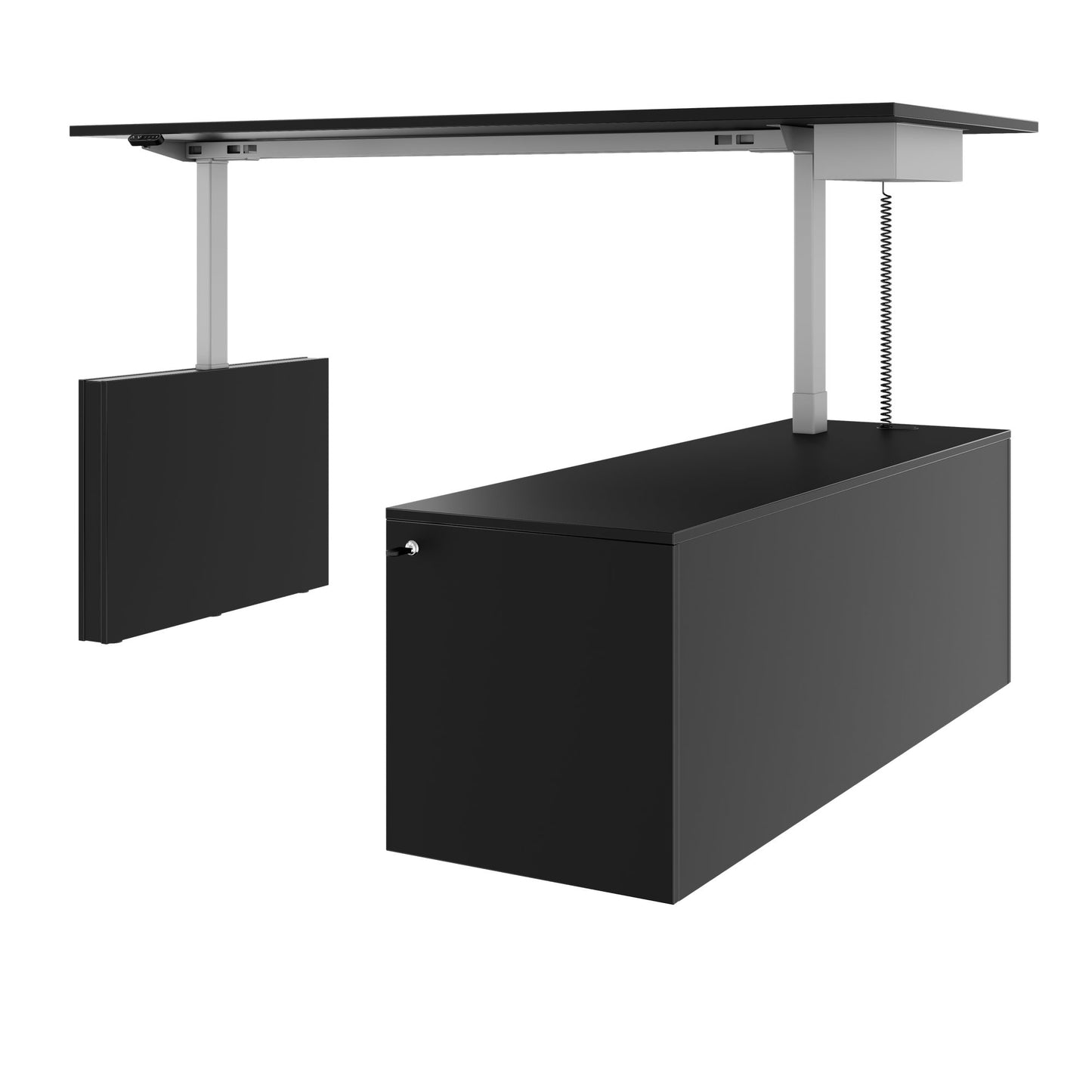 MOTION 2-Motoren-Schreibtisch mit Sideboard | Elektrisch höhenverstellbar, 2000 x 1800 mm, Schwarz