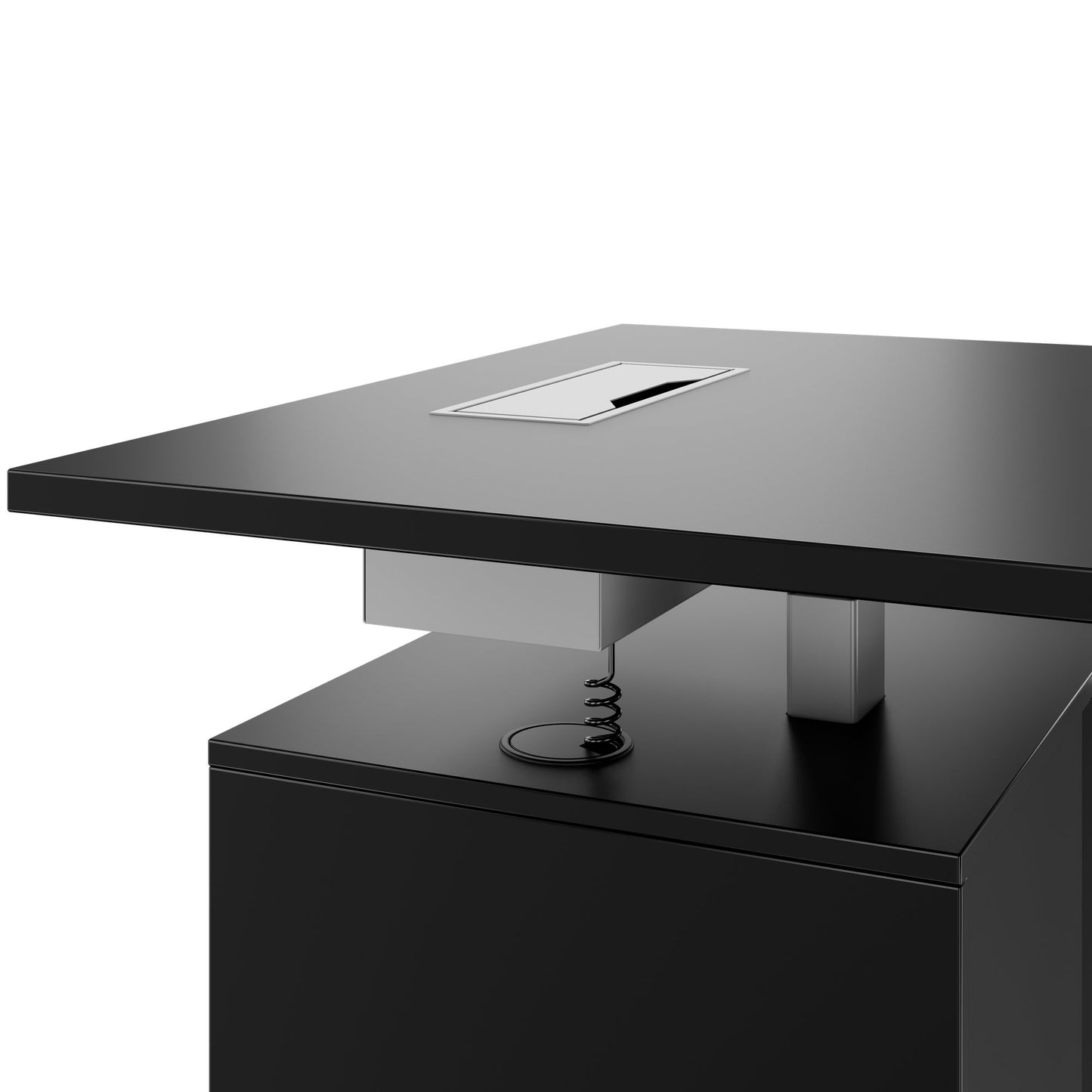MOTION 2-Motoren-Schreibtisch mit Sideboard | Elektrisch höhenverstellbar, 2000 x 1800 mm, Schwarz