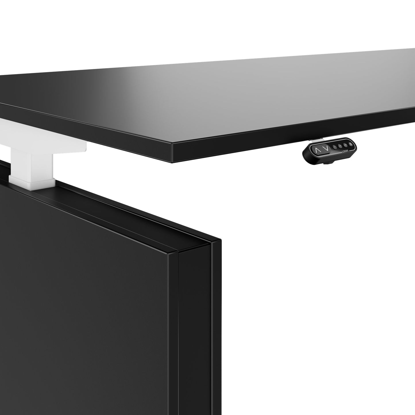 MOTION 2-Motoren-Schreibtisch mit Sideboard | Elektrisch höhenverstellbar, 2000 x 1800 mm, Schwarz