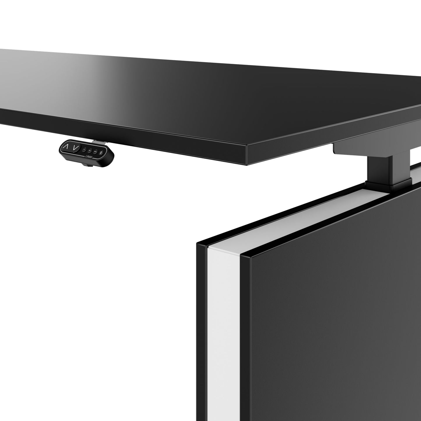 MOTION 2-Motoren-Schreibtisch mit Sideboard | Elektrisch höhenverstellbar, 2000 x 1800 mm, Schwarz