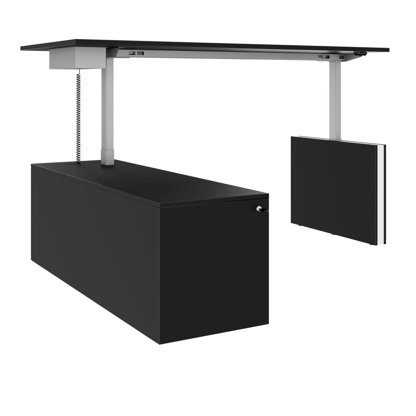 MOTION 2-Motoren-Schreibtisch mit Sideboard | Elektrisch höhenverstellbar, 2000 x 1800 mm, Schwarz