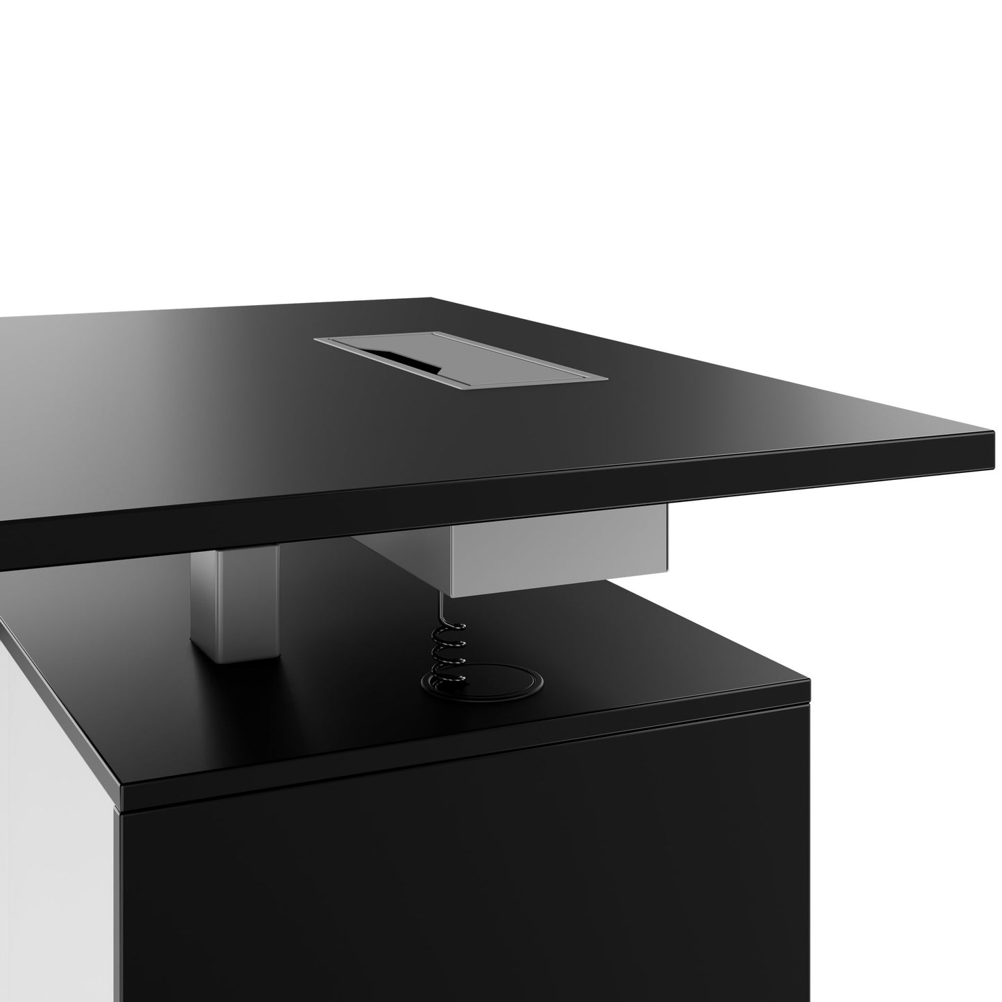 MOTION 2-Motoren-Schreibtisch mit Sideboard | Elektrisch höhenverstellbar, 2000 x 1800 mm, Schwarz