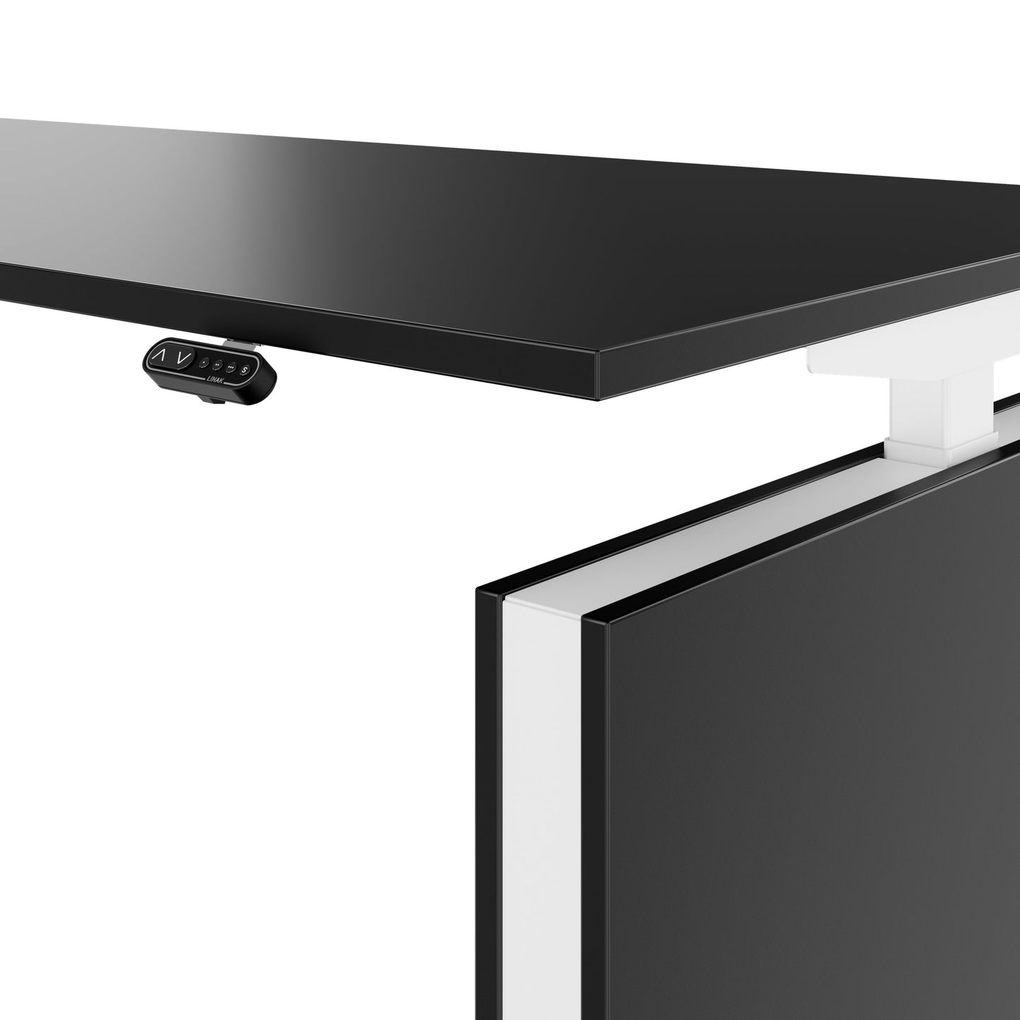 MOTION 2-Motoren-Schreibtisch mit Sideboard | Elektrisch höhenverstellbar, 2000 x 1800 mm, Schwarz