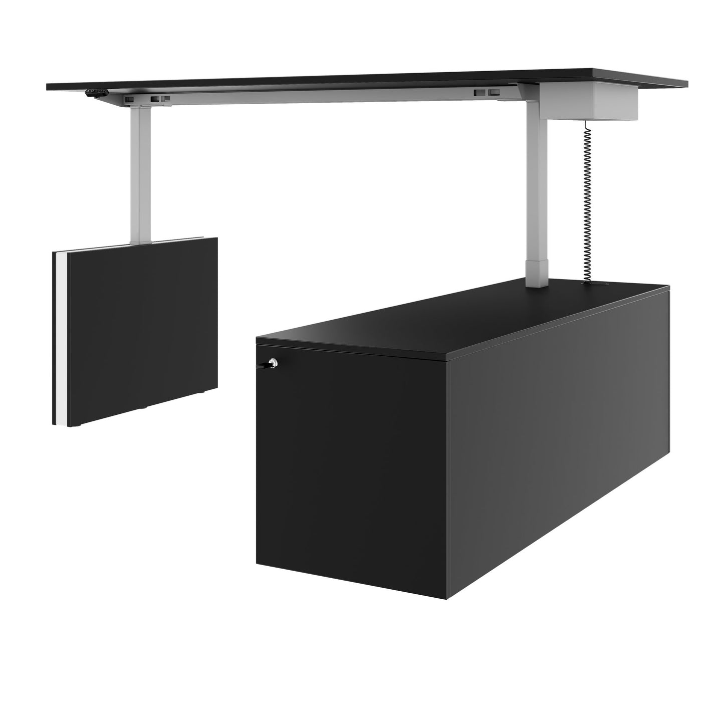 MOTION 2-Motoren-Schreibtisch mit Sideboard | Elektrisch höhenverstellbar, 2000 x 1800 mm, Schwarz