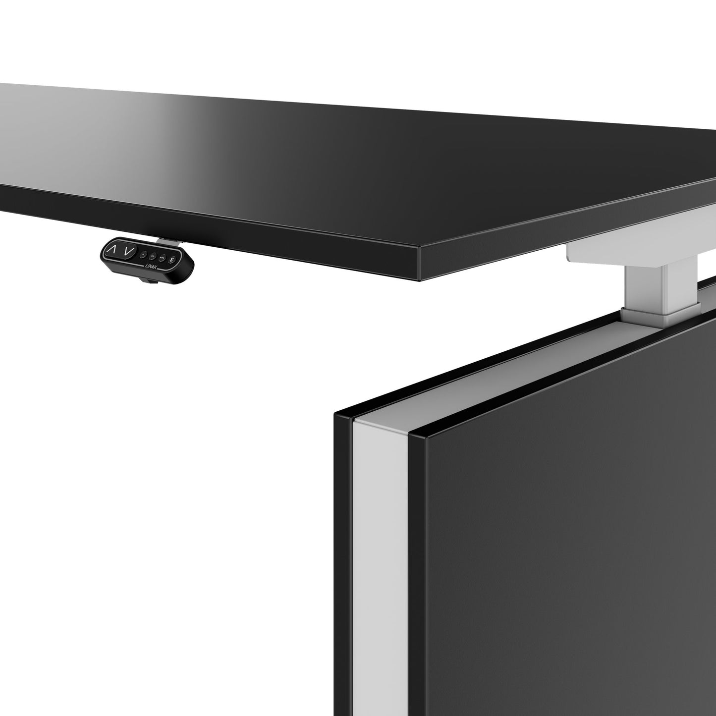 MOTION 2-Motoren-Schreibtisch mit Sideboard | Elektrisch höhenverstellbar, 2000 x 1800 mm, Schwarz