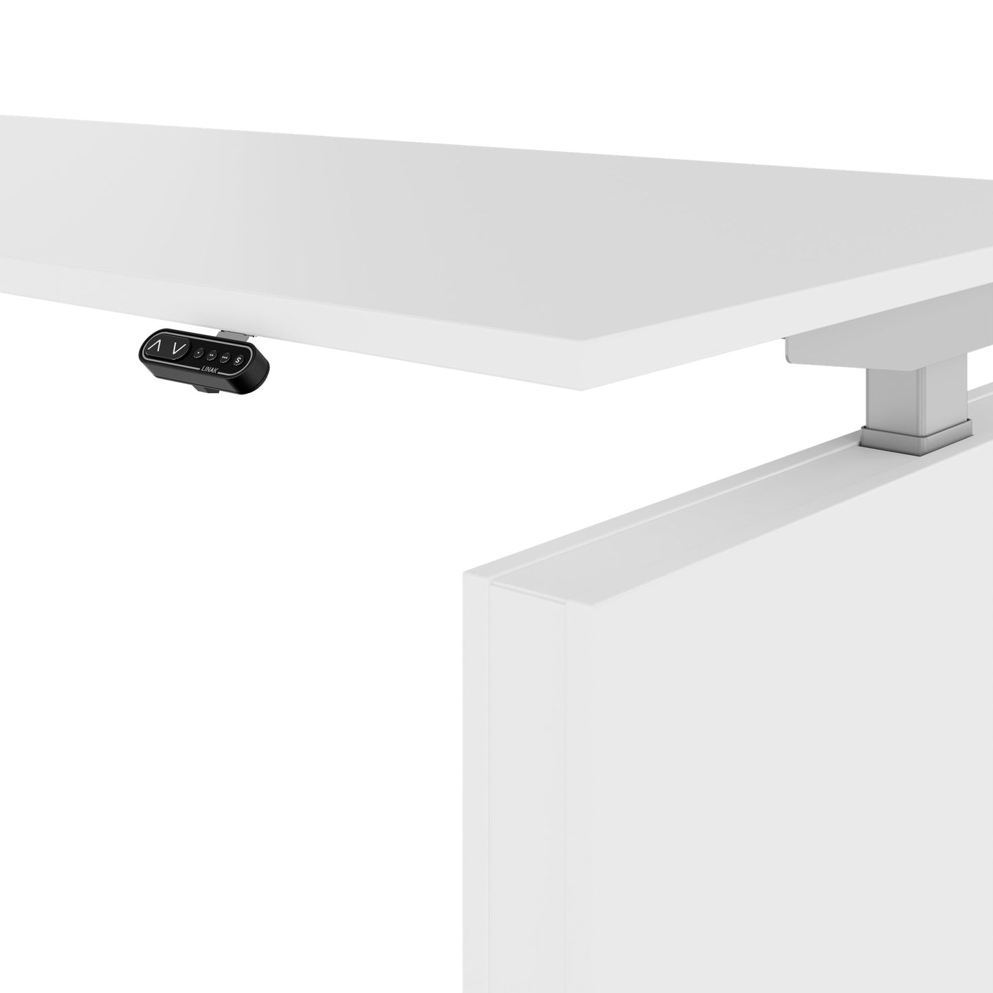 MOTION 2-Motoren-Schreibtisch mit Sideboard | Elektrisch höhenverstellbar, 2000 x 1800 mm, Weiß