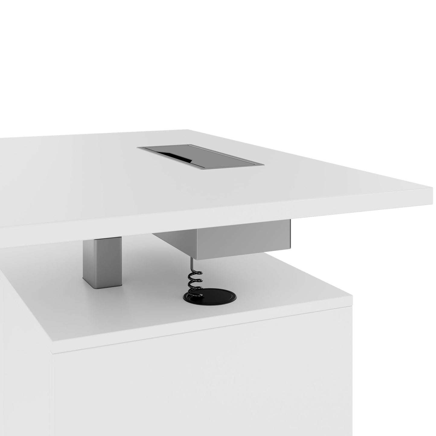 MOTION 2-Motoren-Schreibtisch mit Sideboard | Elektrisch höhenverstellbar, 2000 x 1800 mm, Weiß