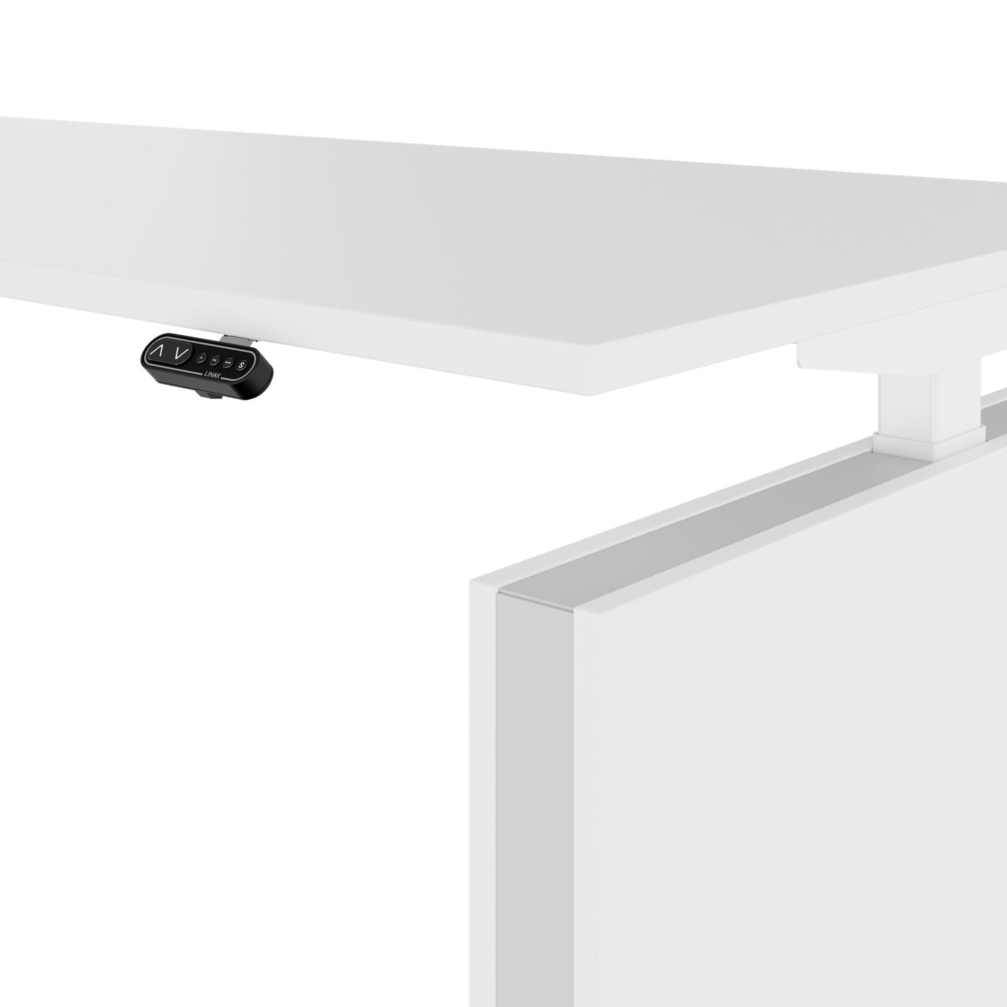 MOTION 2-Motoren-Schreibtisch mit Sideboard | Elektrisch höhenverstellbar, 2000 x 1800 mm, Weiß
