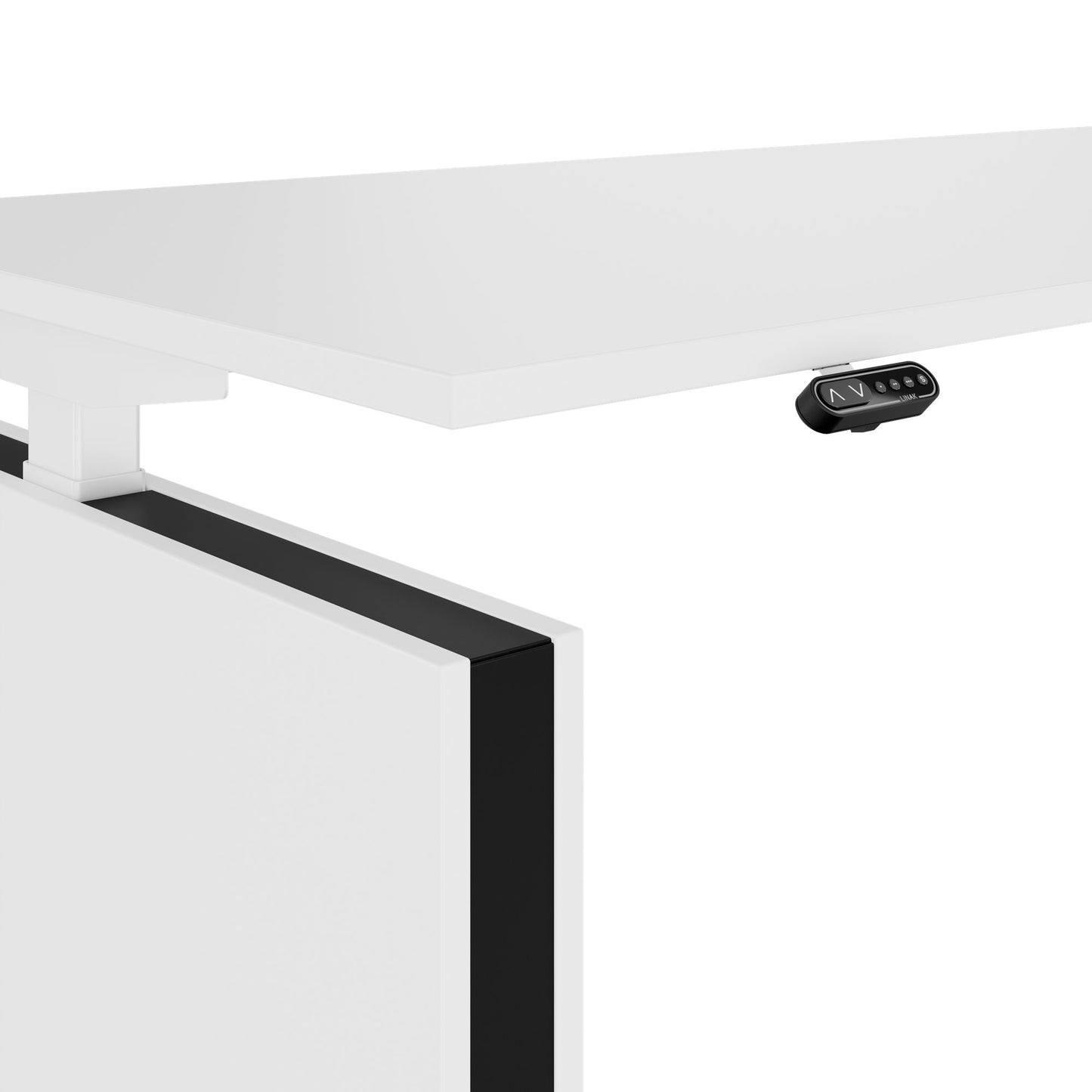 MOTION Desk a 2 motori con sideboard | Regolabile elettricamente in altezza, 2000 x 1800 mm, bianco