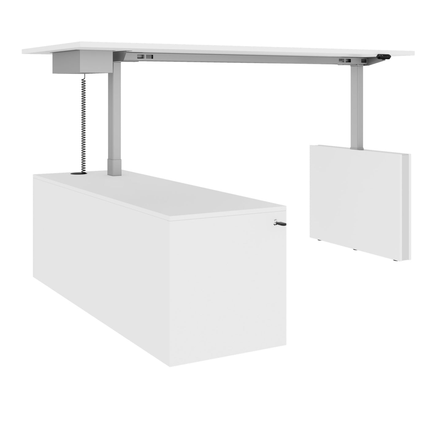 MOTION 2-Motoren-Schreibtisch mit Sideboard | Elektrisch höhenverstellbar, 2000 x 1800 mm, Weiß