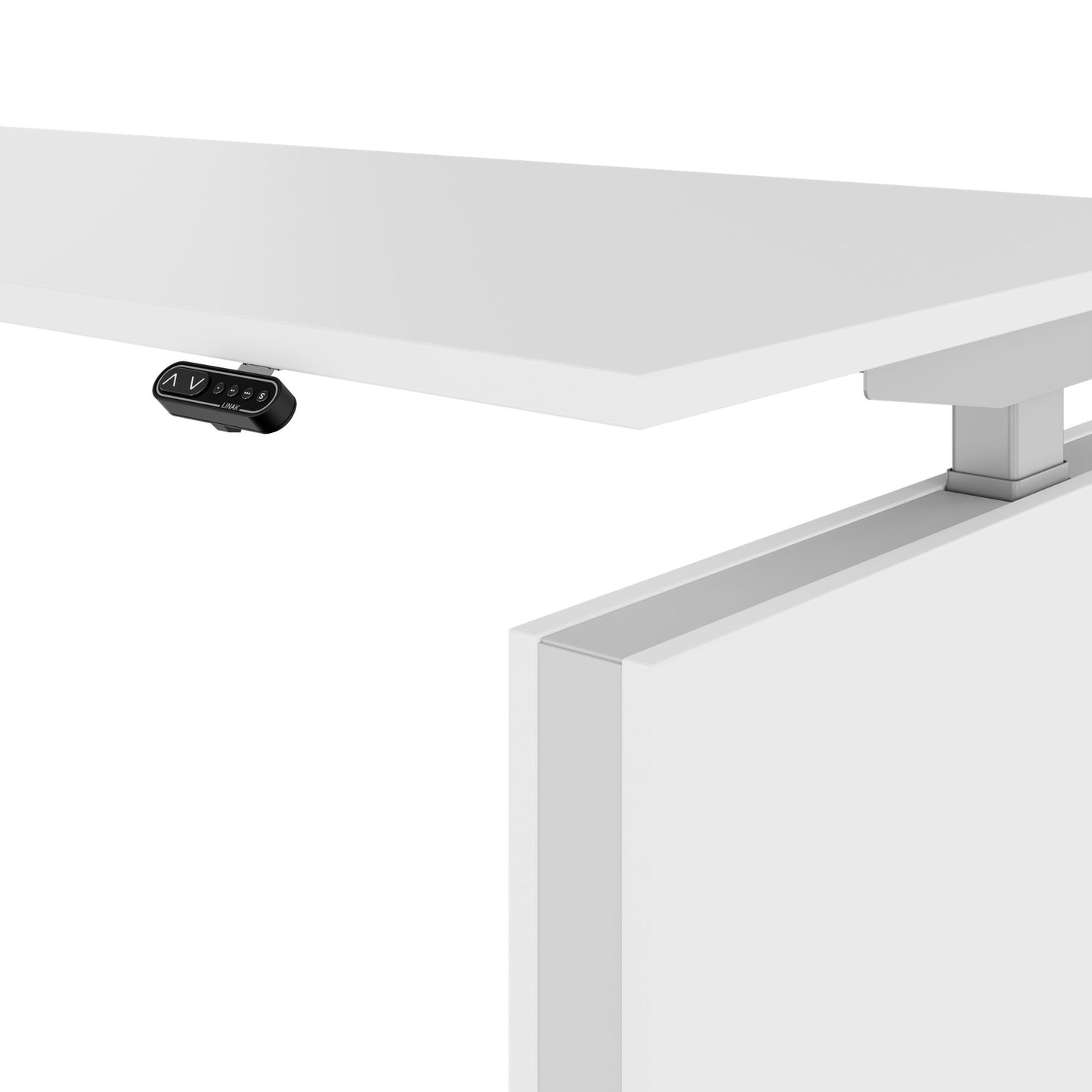 MOTION 2-Motoren-Schreibtisch mit Sideboard | Elektrisch höhenverstellbar, 2000 x 1800 mm, Weiß