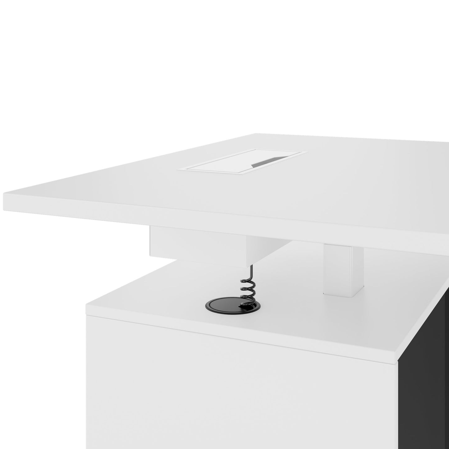 MOTION Desk a 2 motori con sideboard | Regolabile elettricamente in altezza, 2000 x 1800 mm, bianco
