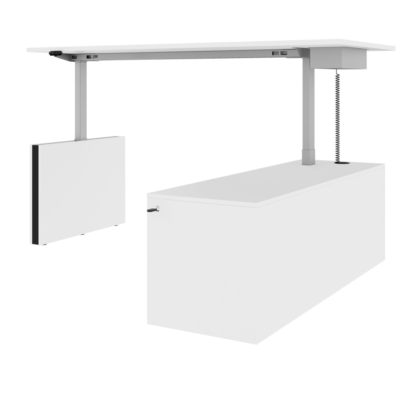 MOTION Desk a 2 motori con sideboard | Regolabile elettricamente in altezza, 2000 x 1800 mm, bianco