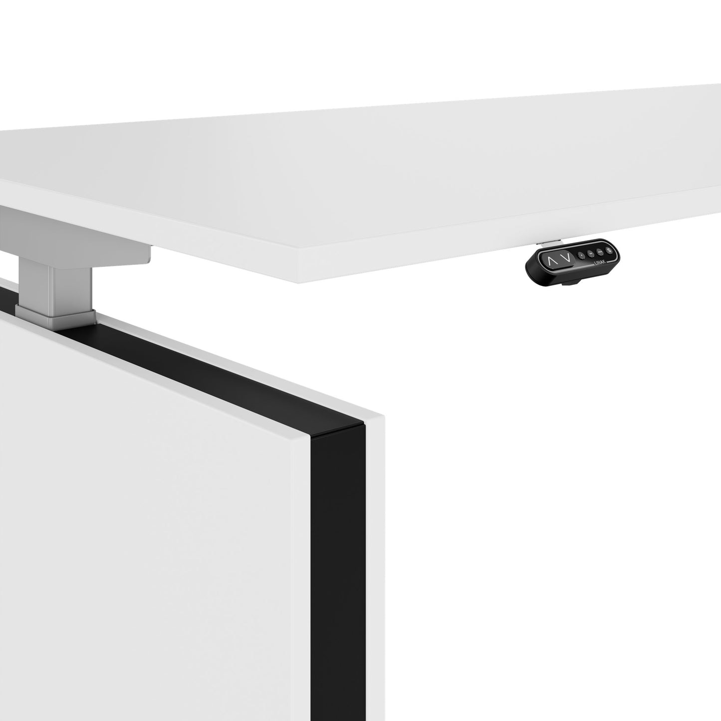 MOTION Desk a 2 motori con sideboard | Regolabile elettricamente in altezza, 2000 x 1800 mm, bianco