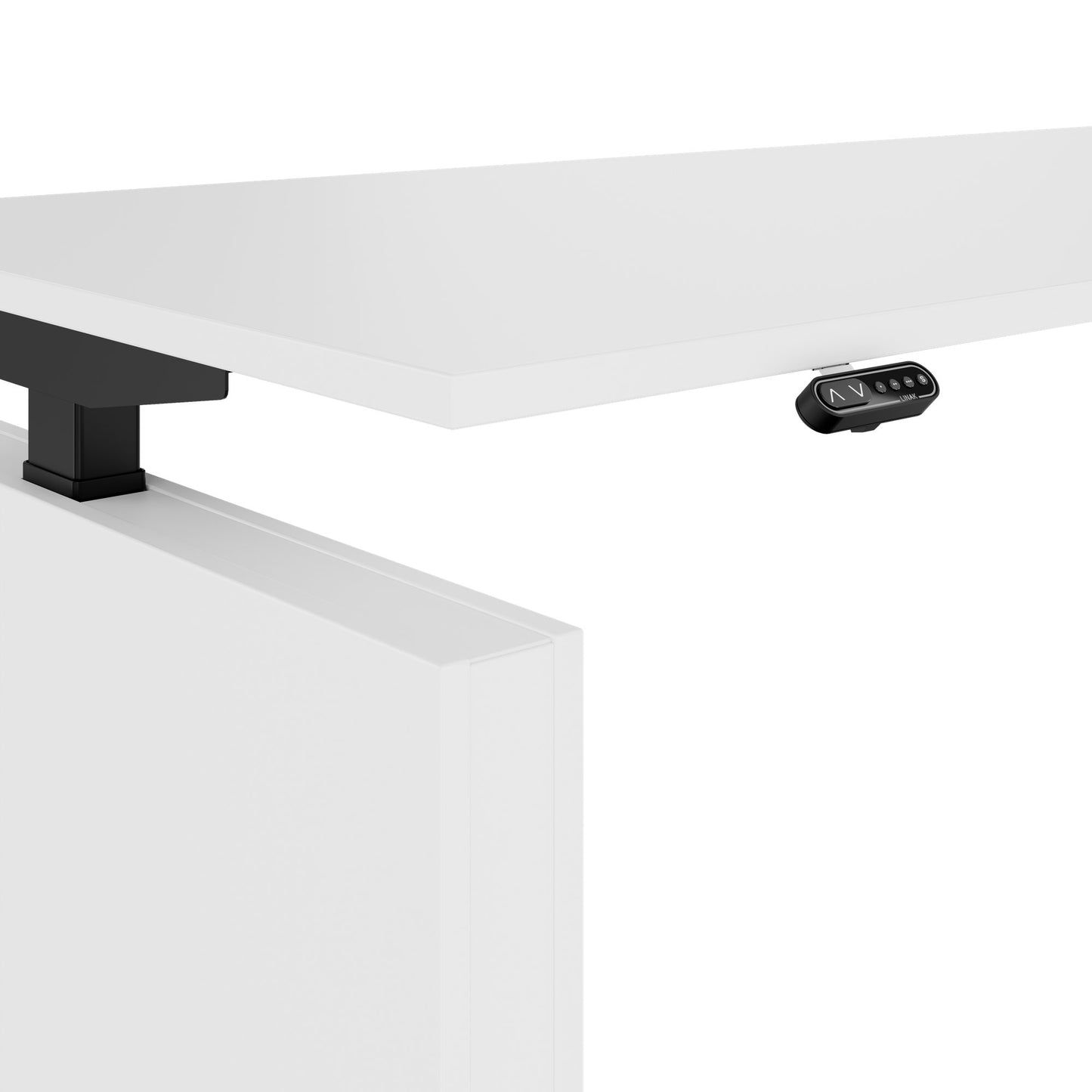 MOTION Desk a 2 motori con sideboard | Regolabile elettricamente in altezza, 2000 x 1800 mm, bianco