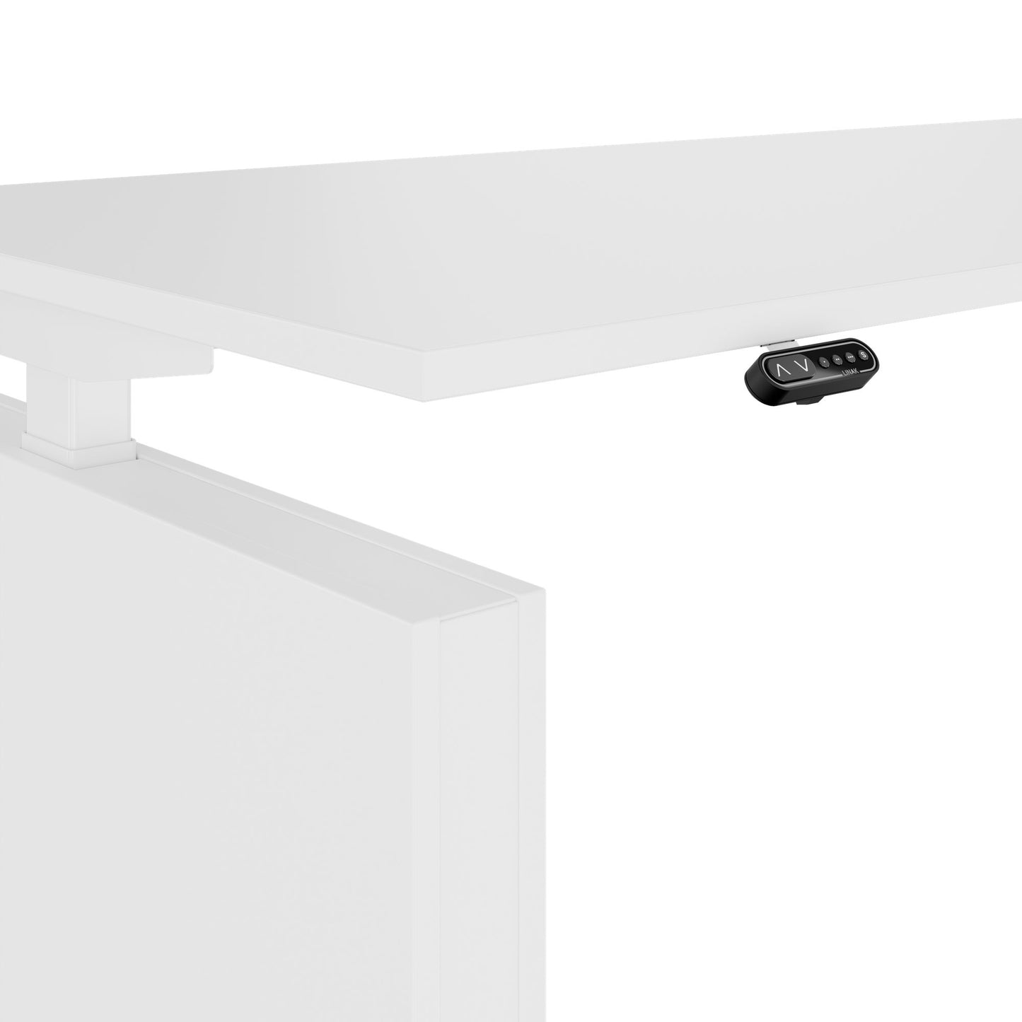 MOTION Desk a 2 motori con sideboard | Regolabile elettricamente in altezza, 2000 x 1800 mm, bianco